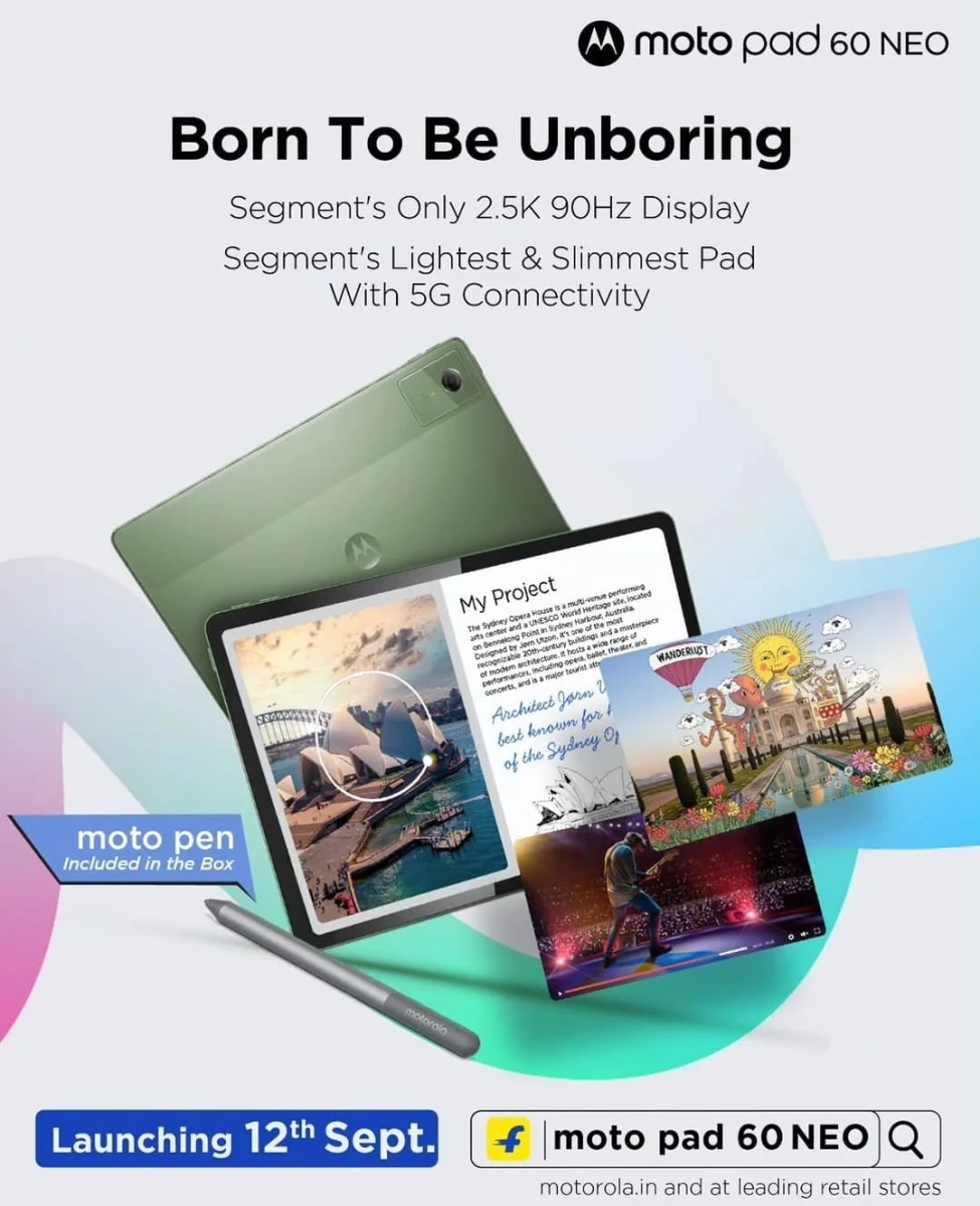 Motorola проведёт премьеру планшета Moto Pad 60 Neo 12 сентября: 11″ 2,5К 90 Гц, Dimensity 6300 и быстрая 68-Вт зарядка