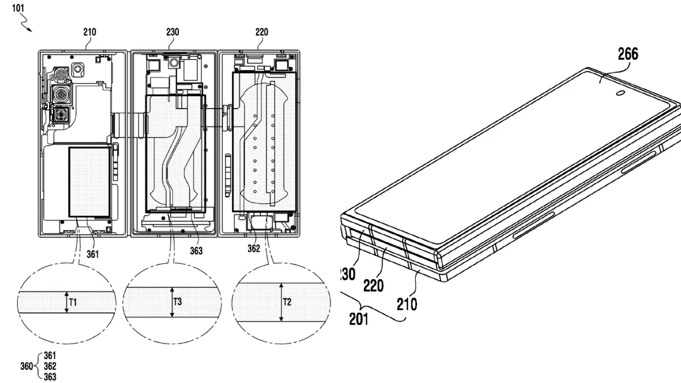 Samsung патентует Galaxy Z TriFold — первый смартфон компании с тройным сгибом и тремя аккумуляторами