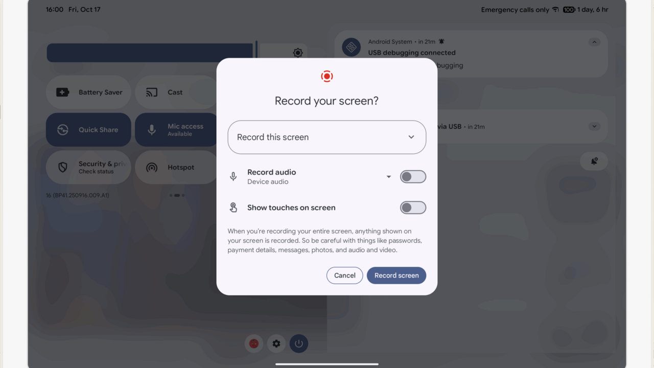 Android получит расширенную запись экрана для планшетов и ПК с новой панелью инструментов и горячими клавишами