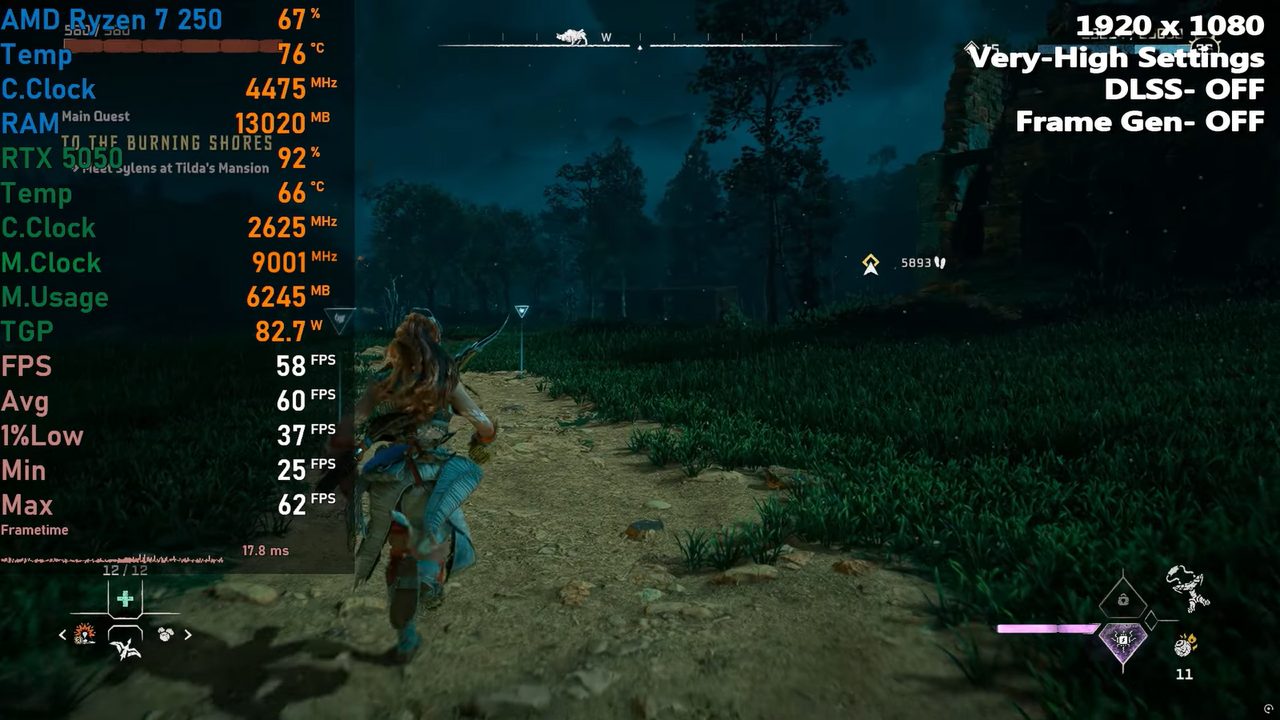 Тест Lenovo LOQ 15 с мобильной GeForce RTX 5050: в среднем 81 FPS в актуальных играх при Full HD