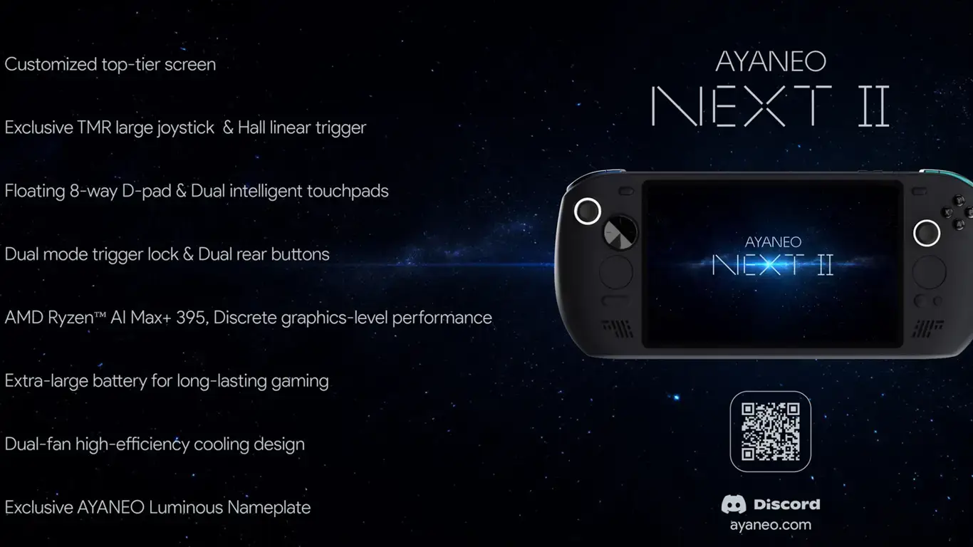 AYANEO раскрыла финальный облик и характеристики портативной консоли Next 2 на Ryzen AI MAX+ 395
