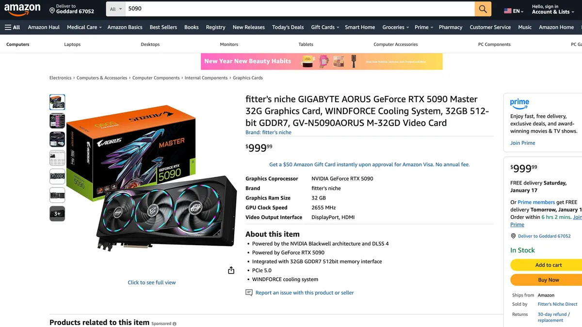 На Amazon покупатели RTX 5090 за $1000 получили дешёвые поясные сумки